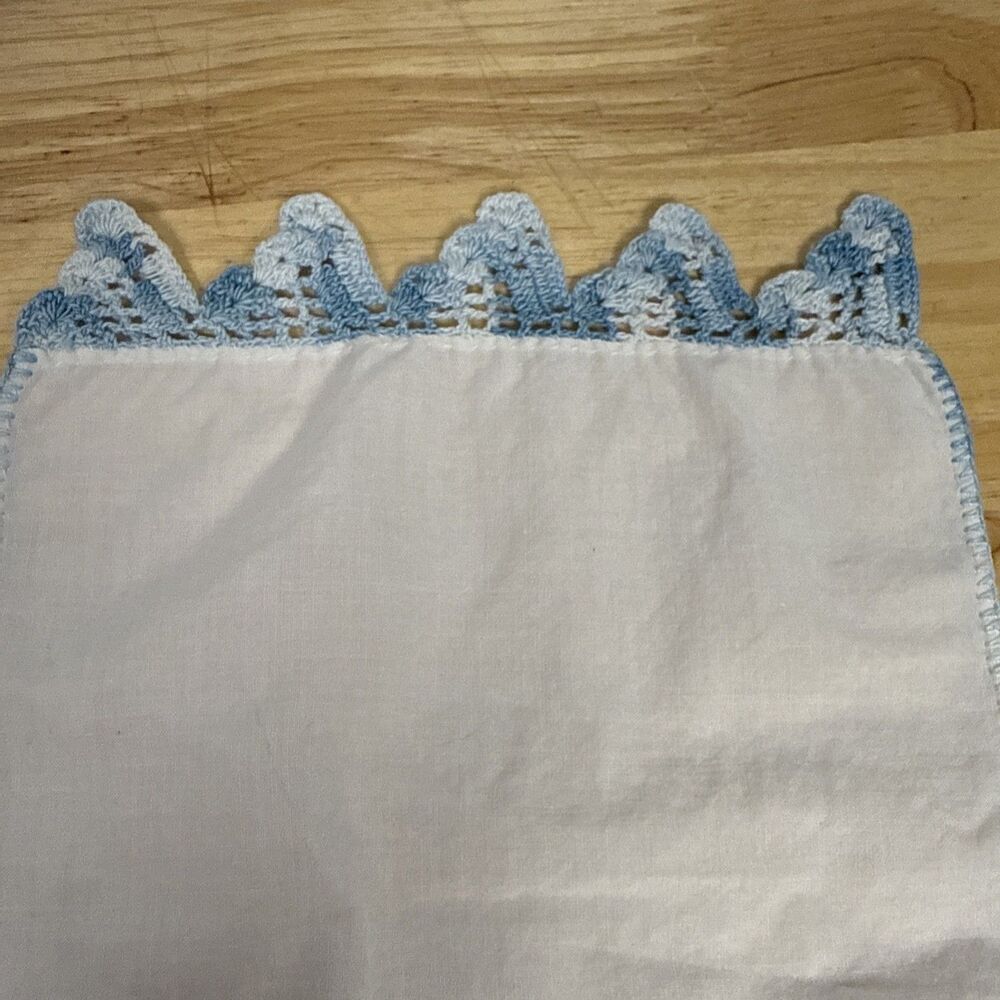 Embroidered Dresser Scarf Runner Flower Easter Basket Crochet Edge Set 2 13”x7” - Picture 5 of 9